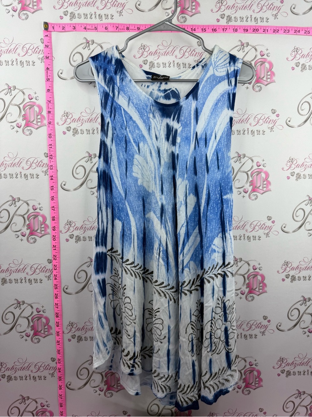 SHIVA FASHIONS dress tie dye Sleeveless Blue & White Floral Dress